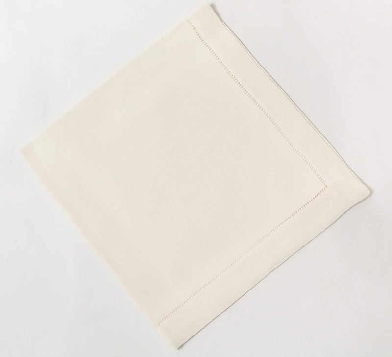 Minhcraft Ivory Linen Hem Stitch Dinner Napkins - Set of 6 20"x20"-Ladder hemstitch 100% Linen Cloth Napkins - Image 5